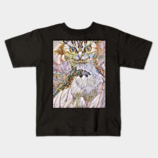 A Cat and An Owl Mosaic Mash-Up Kids T-Shirt
